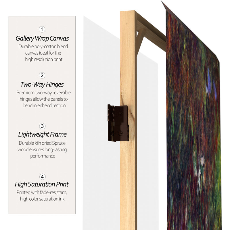 Claude Monet Water Lilies Art Canvas Folding Screen, 3 ft Tall