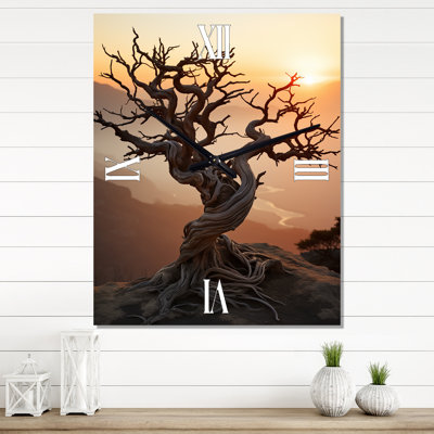 Silence Of The Single Tree At Stunning Sunset - Landscape Trees Wall Clock