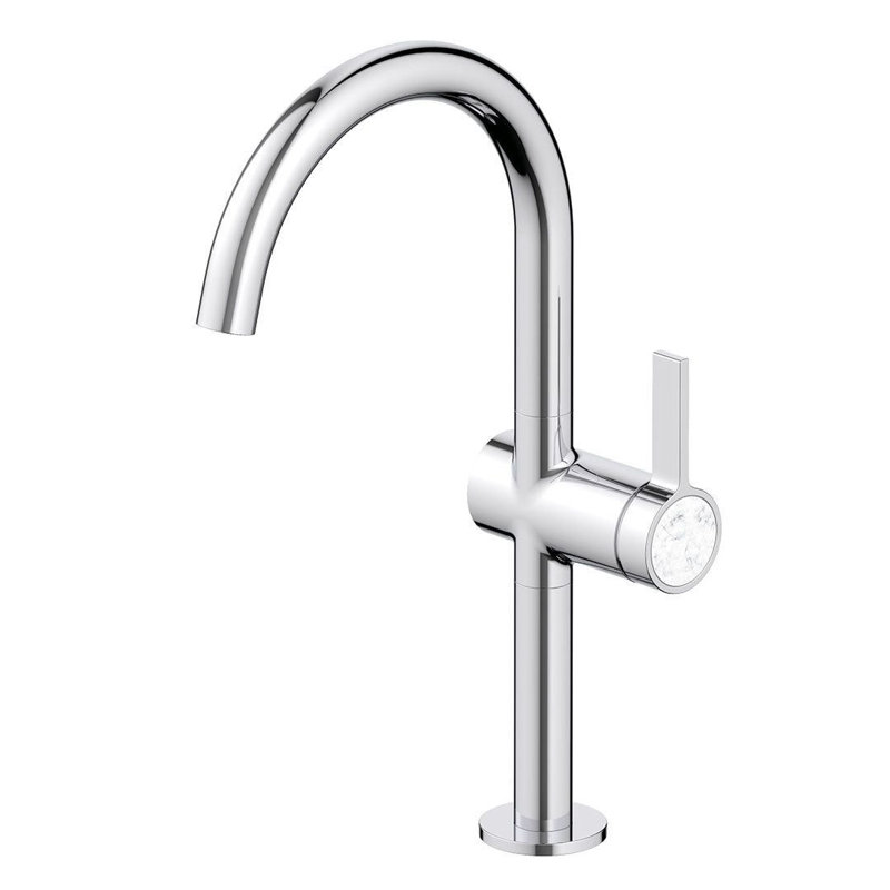 DAX Portofino Single Handle Vessel Brass Bathroom Faucet, Chrome