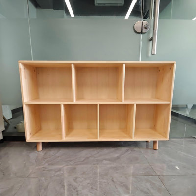 Bibliothèque en bois, bibliothèque à 2 niveaux, 7 compartiments de rangement, bibliothèque ouverte avec pieds pour le bureau personnel, le salon, le bureau