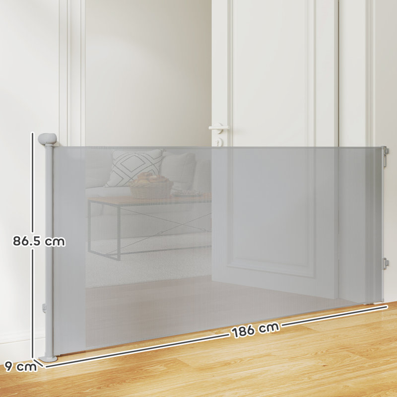 Retractable Stair Gate Dog Gate Extends Up to Wide, 86.50cm H x 186cm W x 9cm D