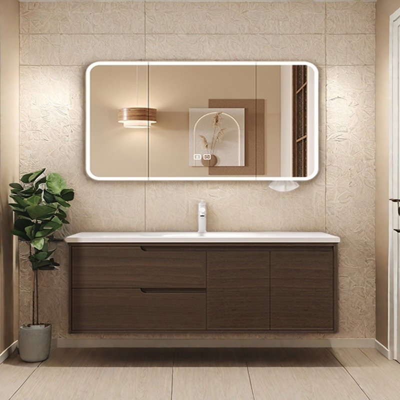 Minimalist retro style bathroom cabinet, 19.6" H x 63" W x 21.6" D