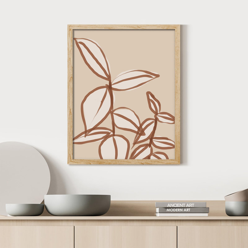 «Botanical Leaves Line Art» sur papier, Naturel, H 14 po x l 11 po