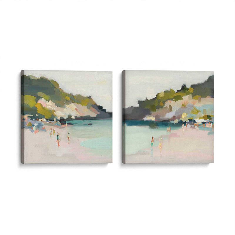 Ensemble de 2 pièces Sandy Spectrum sur toile par Azure Artisanal Studio, Toile tendue, H 24 po x l 48 po x P 1,25 po