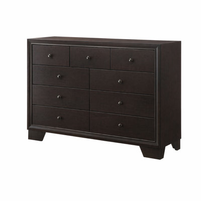 Espresso Dresser with Wooden Bracket Legs