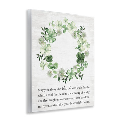 Blessed Irish Clover Wreath Wall Plaque, design by Lettered and Lined