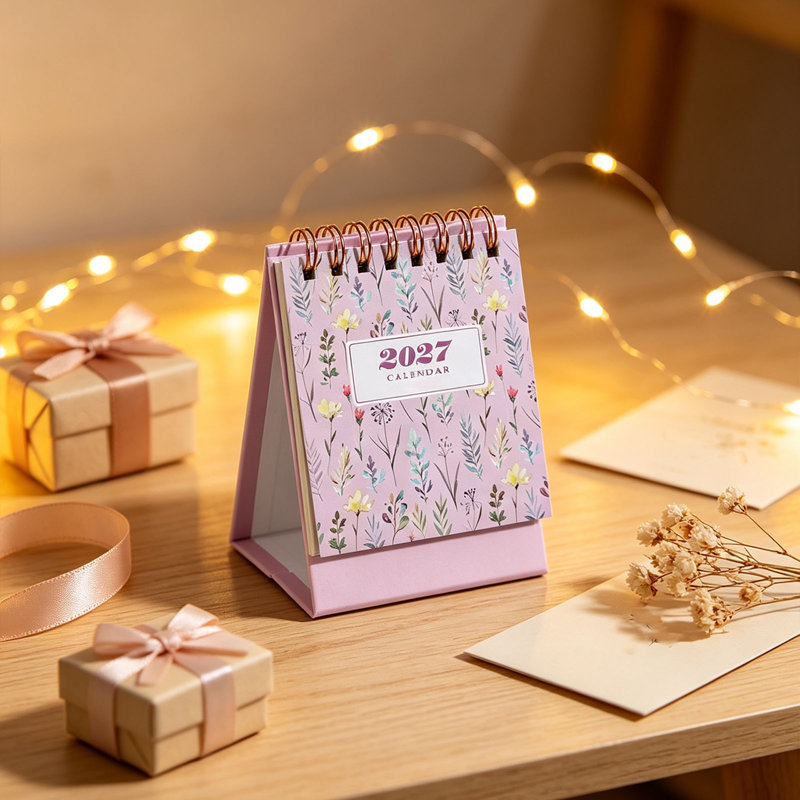 Calendrier de mémo 2027, petit calendrier de bureau, calendrier de bureau debout en anglais, agenda mensuel, organisateur de planning papier portable pour la maison, le bureau ou l'école.