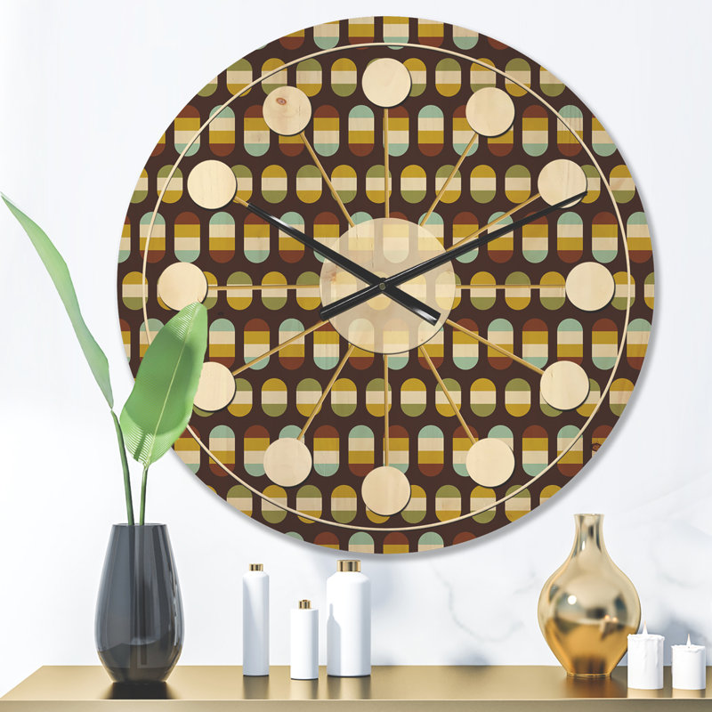 Horloge murale rétro à pois rétro Mid-Century, Moyenne