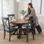 45W Round Trestle Dining Table With 4 Cross Back Dining Chairs