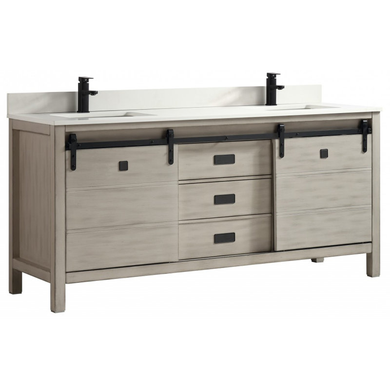 Base de meuble-lavabo double 71 po seulement, Gris antique