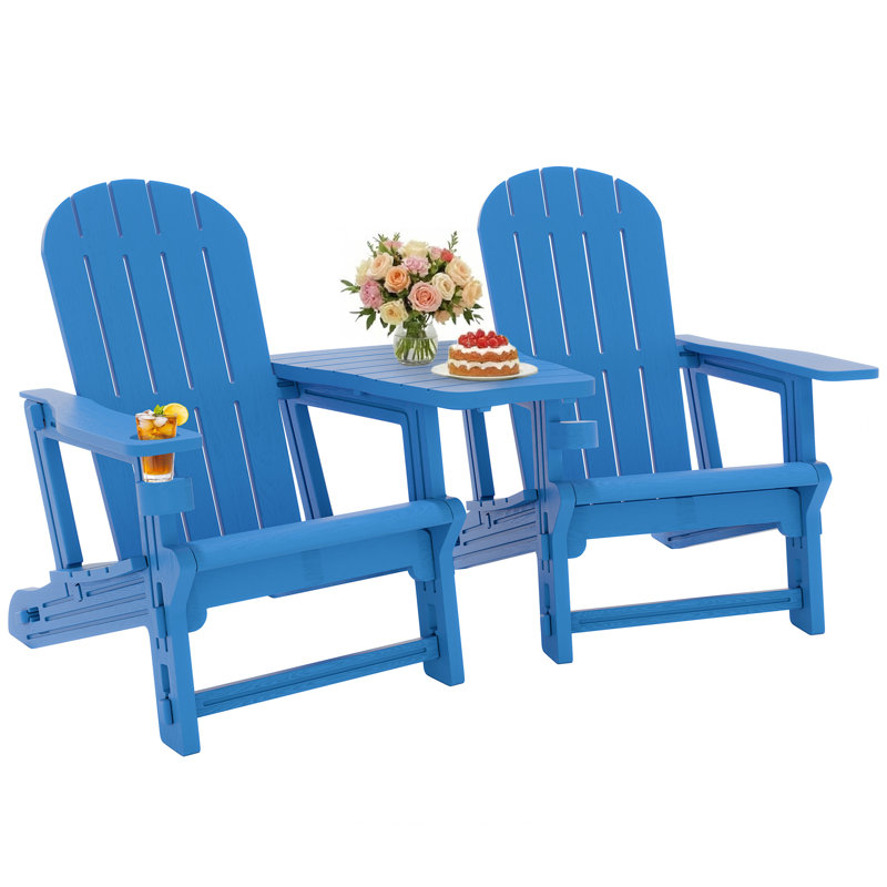 2-Person Outdoor Adirondack Chair, Blue