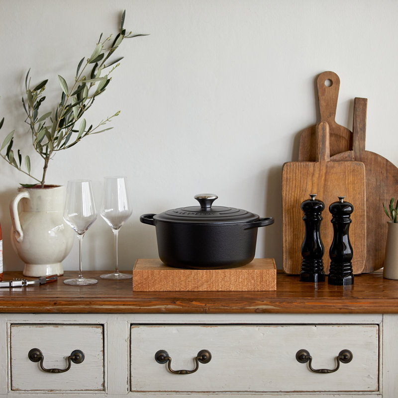 Le Creuset Cast Iron Round Casserole, Satin Black, 24cm / 4.2L