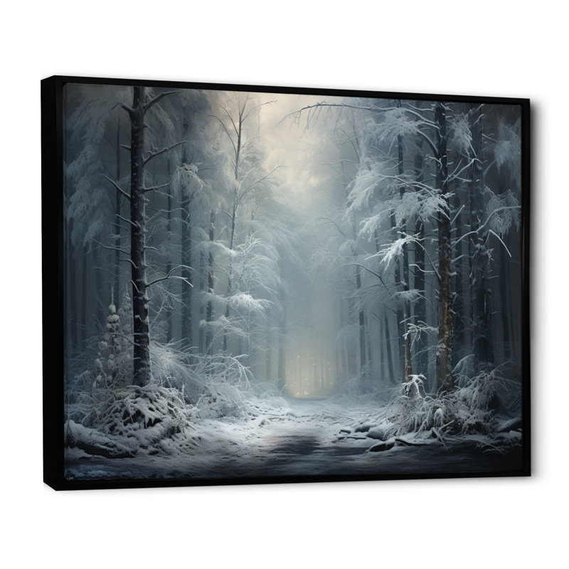 Winter Silent Woods IV, reproduction d'art sur toile, H 12 po x l 20 po x P 1 po, Cadre flottant noir