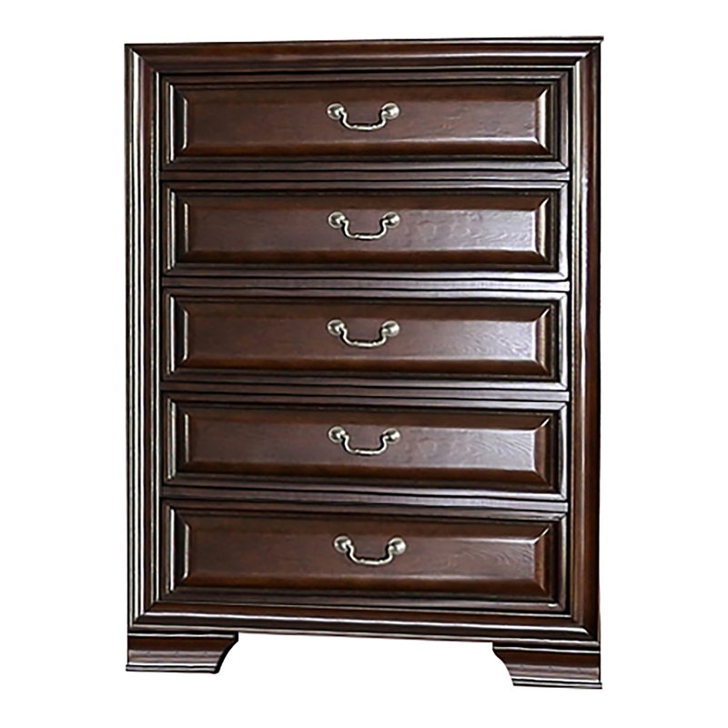 Goldene 36'' W 5 - Drawer Dresser, Brown Cherry