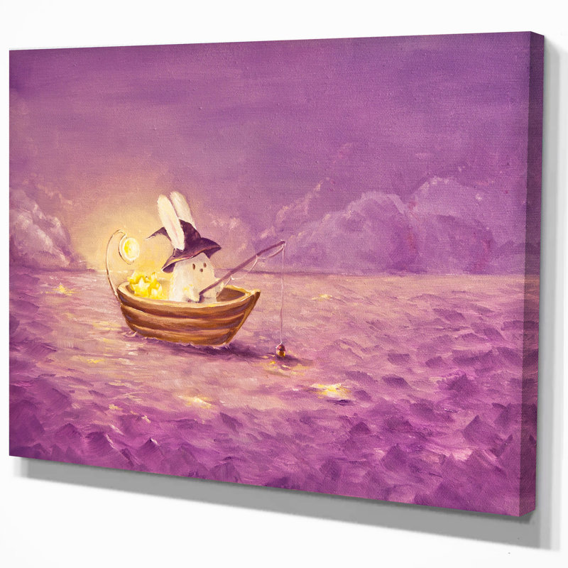 « lapin intercepte des étoiles », peinture, H 30 po x l 40 po x P 1,5 po, Toile tendue