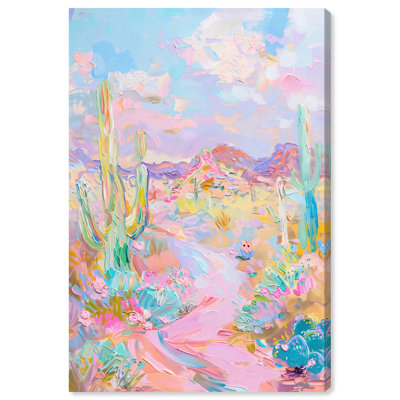 Pink and Teal Landscape Canvas by Art Remedy