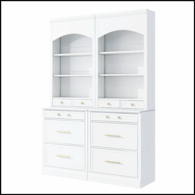 Grand garde-manger autoportant moderne avec plateau en faux marbre, 5 tiroirs, tablette réglable, ensemble de 2, solution de rangement compacte
