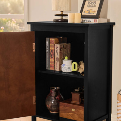Meuble bas de style moderne du milieu du siècle, meuble de rangement rétro avec portes et étagère réglables, armoire à serviettes, console d'appoint pour entrée, couloir, salon, cuisine, salle de bain ou garage