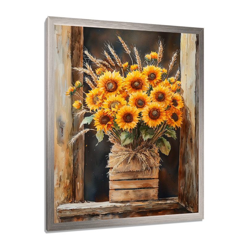 Dazey - Floral Canvas Wall Art, 44" H x 34" W, Picture Framed, Silver