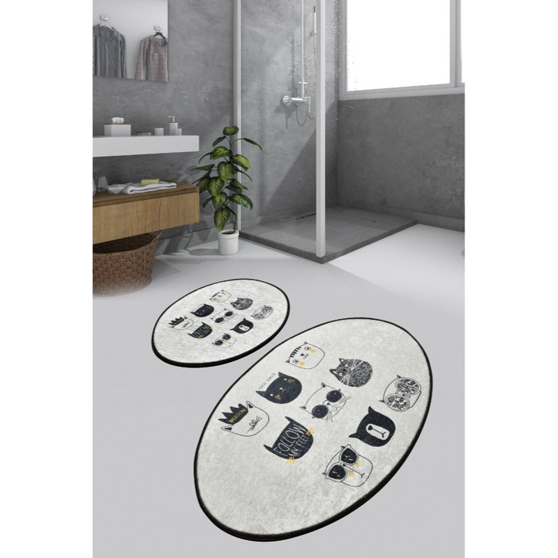 Ensemble de luxueux tapis de bain (2 pièces) - noir et blanc | 100% polyester, antiallergique, anti-poussière et anti-taches | Dessous antidérapant | Dimensions: 19,7 po x 23,6 po et 23,6 po x 39,4 po | Lavable à la machine, 700 g / m² pour un confort ultime