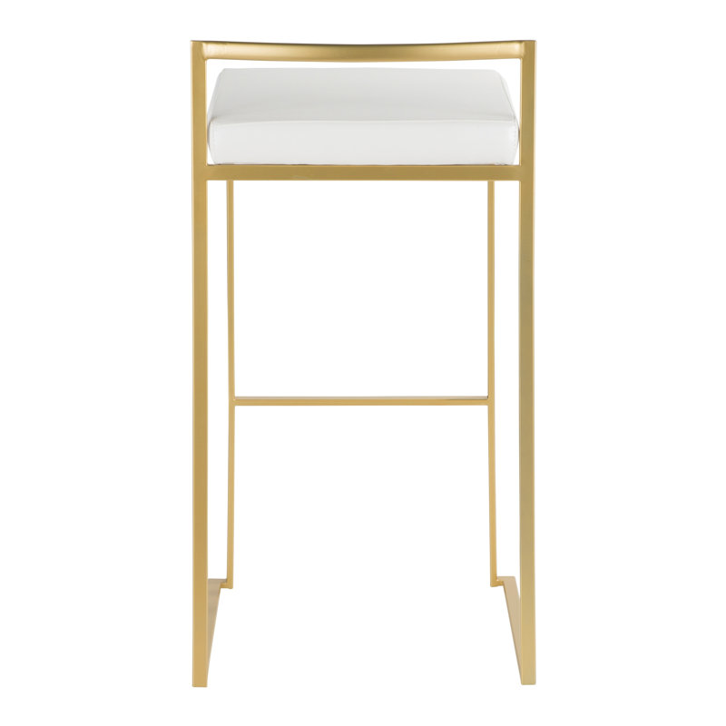Ensemble de 3 tabourets de bar contemporains à cadre blanc avec revêtement en similicuir Fuji - ensemble de 3 par LumiSource