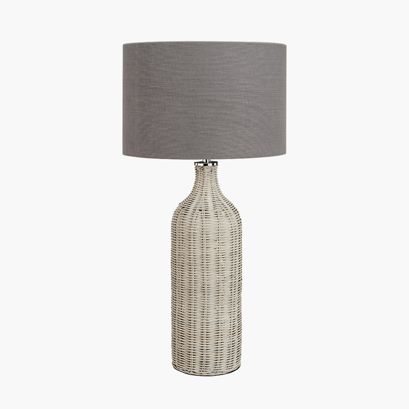 Anika Rattan Table Lamp, Grey/Grey Wash