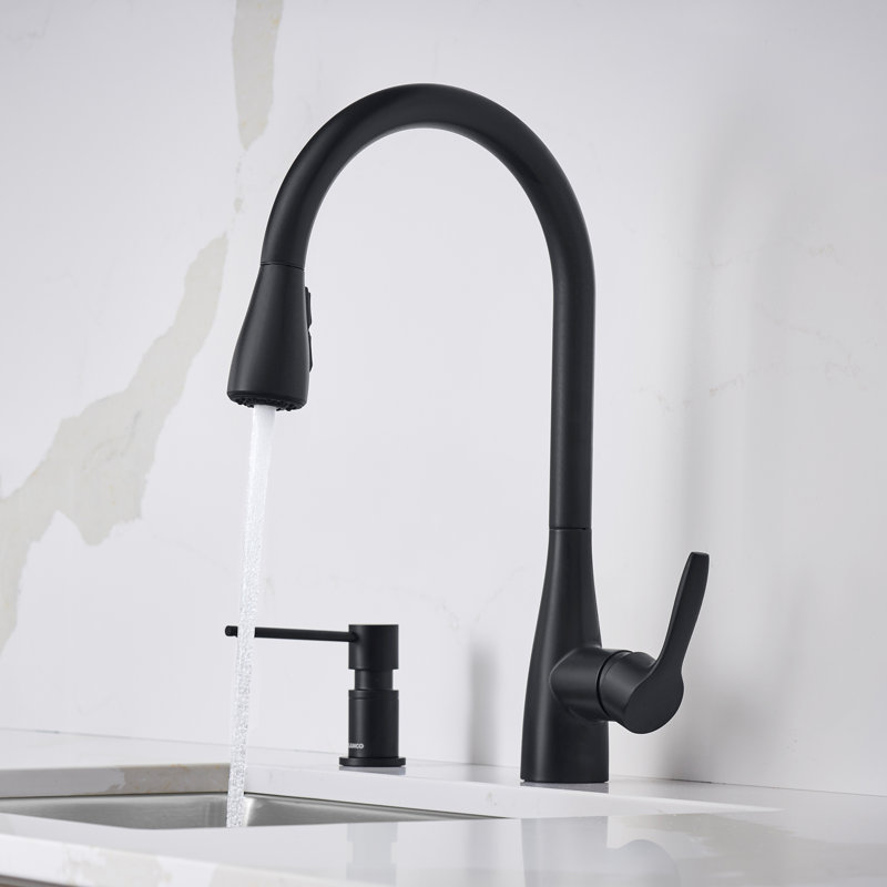 Robinet de cuisine à double jet Atura, 1,5 gallons par minute, Noir mat