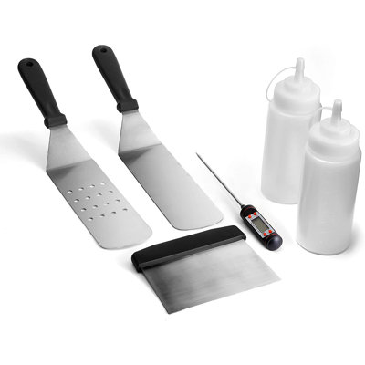 Yukon Glory 6-piece griddle tool kit with 2 spatulas, thermometer, scraper and spray bottles