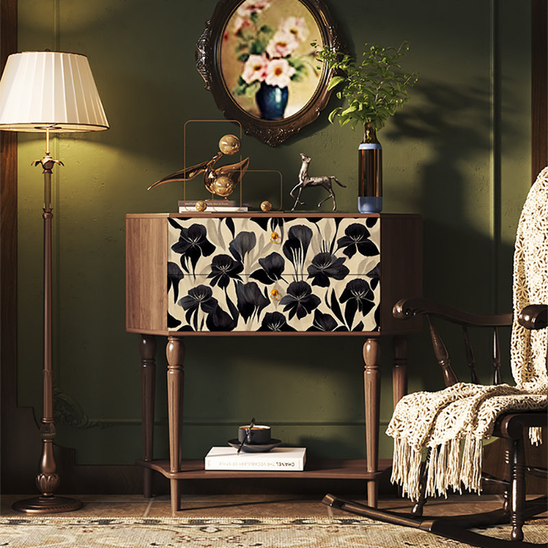 33.5'' Retro Style Sideboard Buffet, Brown/Black