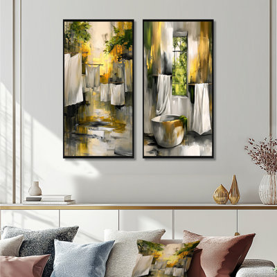 Ensemble de 2 pièces d'art mural blanc en lin blanc