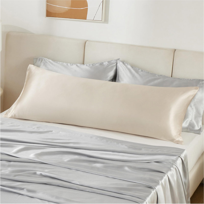 Housse de coussin avec fermeture à glissière, Beige, Oreiller pour le corps