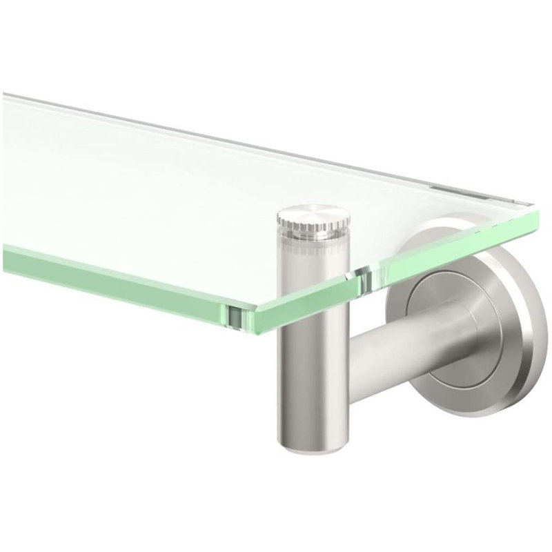 Wall Mounted Glass Shelf | 8 mm Thick Tempered Glass Shelf, Satin Nickel