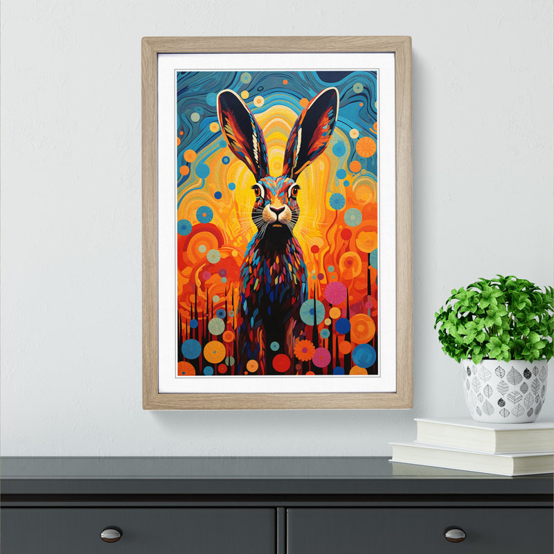 Hare Colour Field - Single Picture Frame Print on Wood