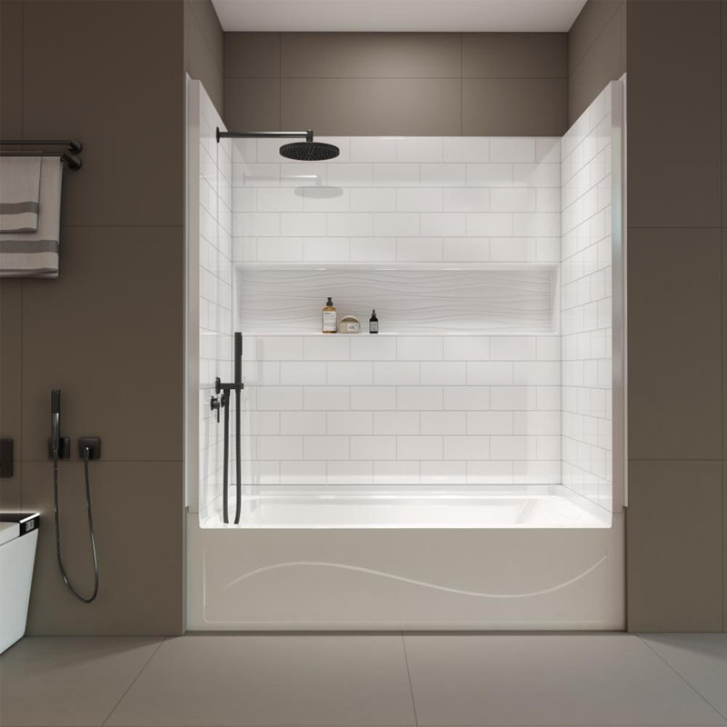 4-Piece Direct-to-Stud Alcove Tub Surround in White