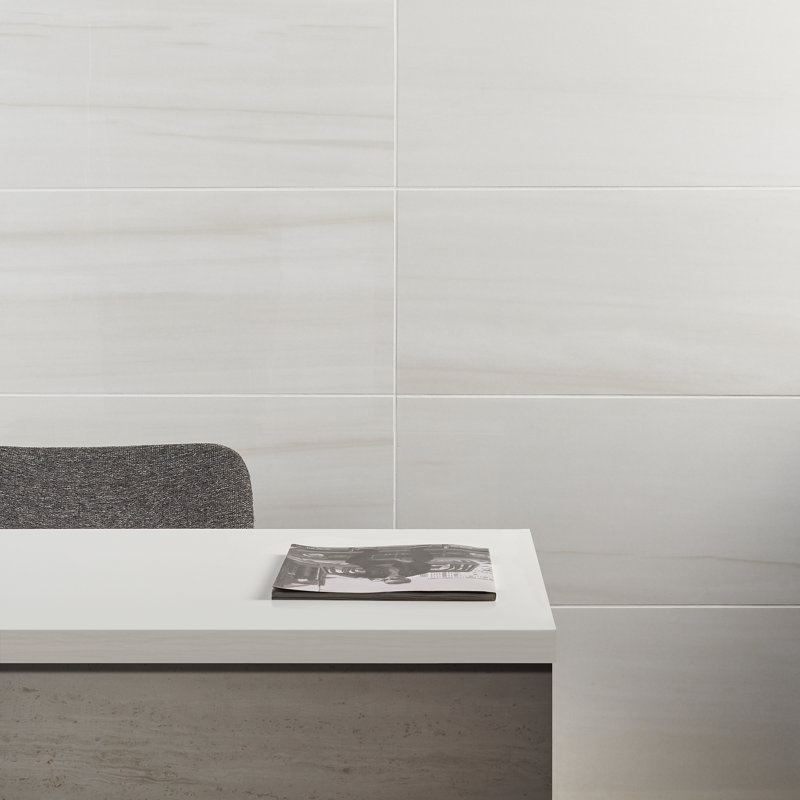 Terius Dolomite Warm White 11.73" x 23.54" Polished Marble Look Porcelain Floor and Wall Tile