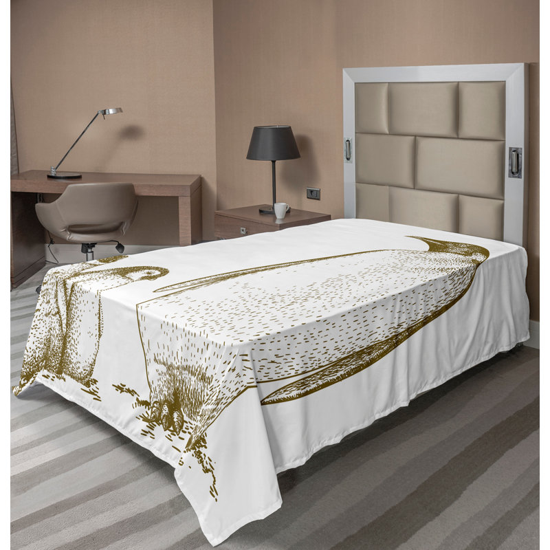 Drap plat Ambesonne et pingouin vert olive, Drap plat pour lit simple