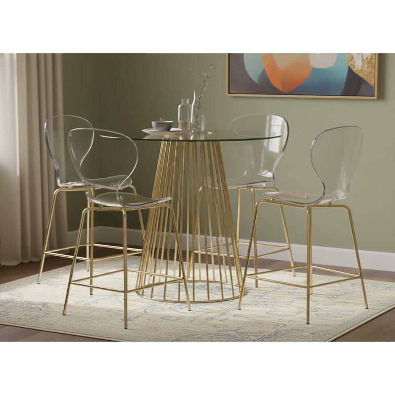 Eudora Counter Stool with Metal Frame, Gold