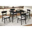 Ensemble de salle à manger 5 pièces de style Mid-Century moderne, structure en bois d'hévéa, une table et 4 chaises rembourrées-414863437-414863435