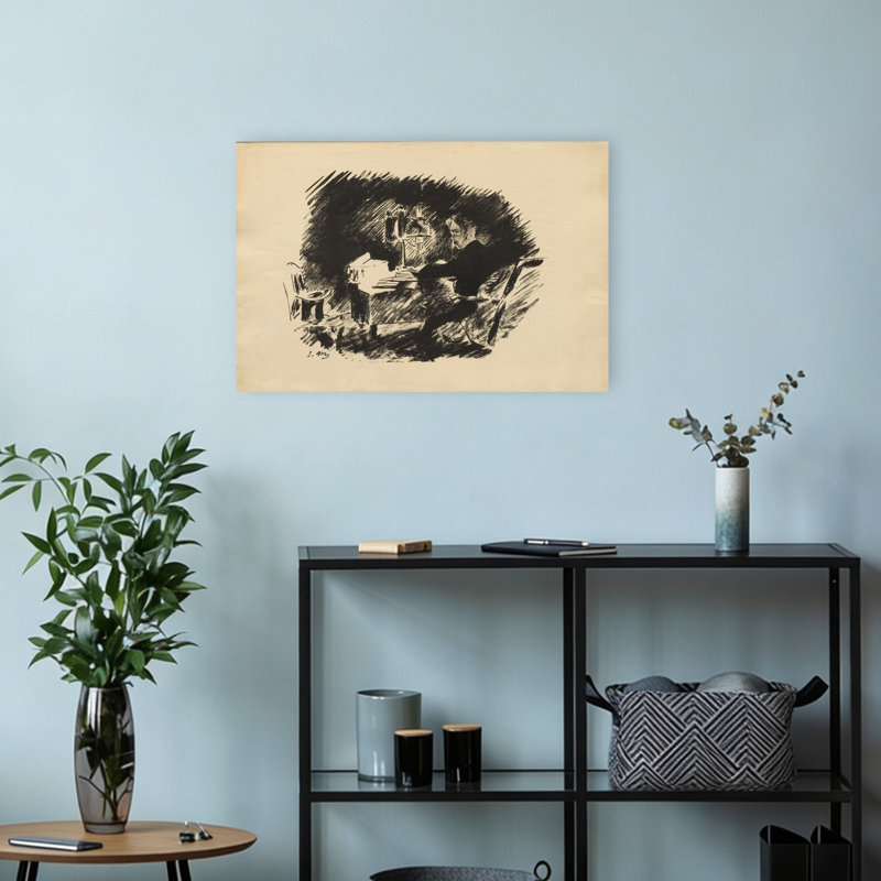 Sous la lampe, 1875, estampe d'art mural abstrait contemporain impressionniste, H 12 po x l 18 po