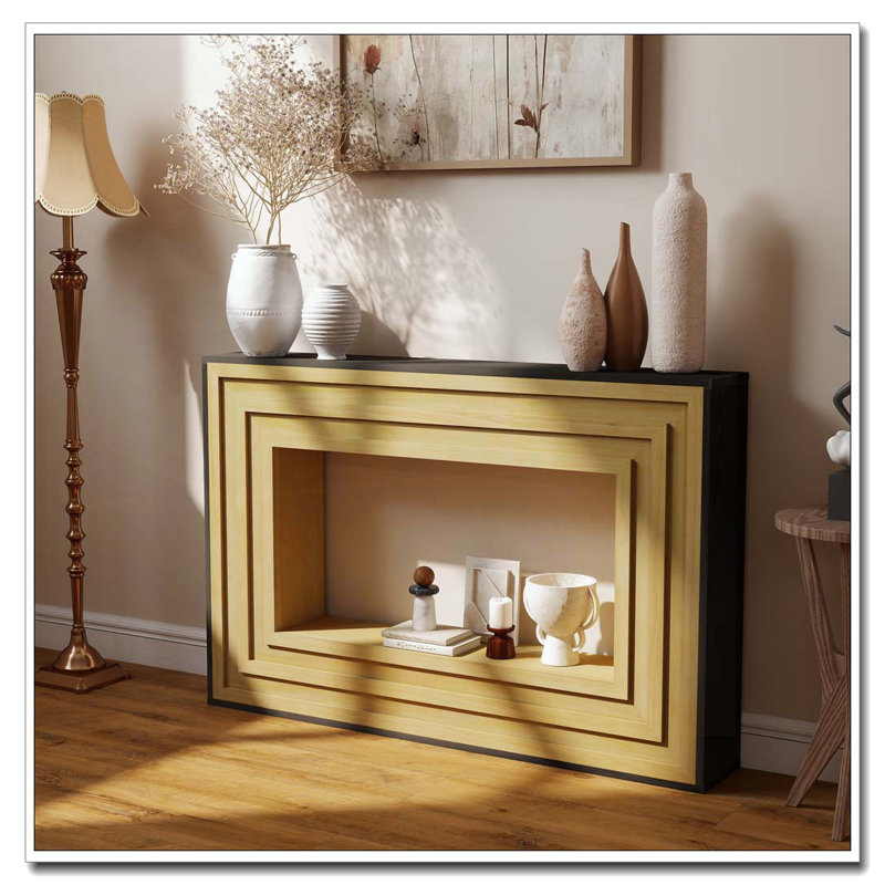 Contrast Console Table With Layered Wood Frame