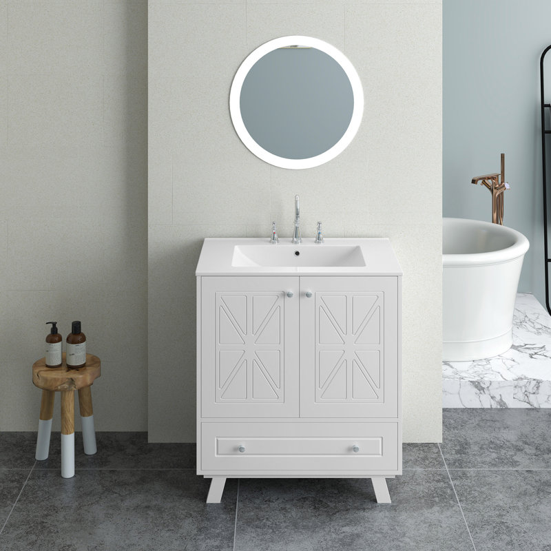 Bathroom Vanity With Sink, White