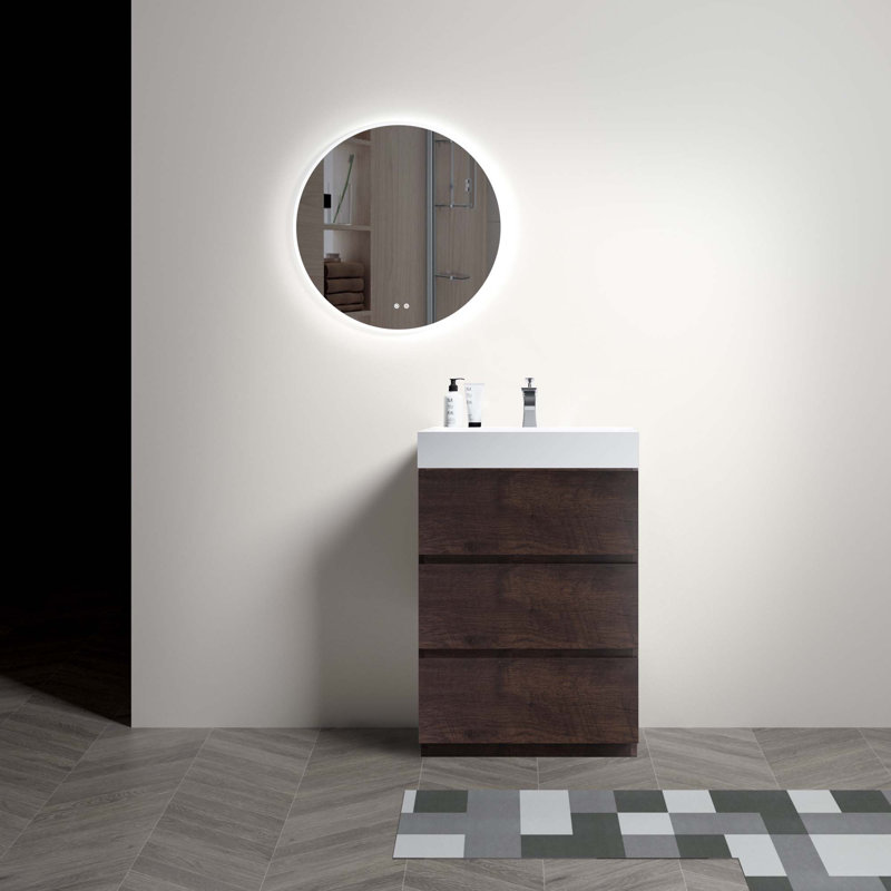 Meuble-lavabo autoportant moderne avec lavabo sans drain et robinet Modern H 37 po x l 24 po x P 18,1 po