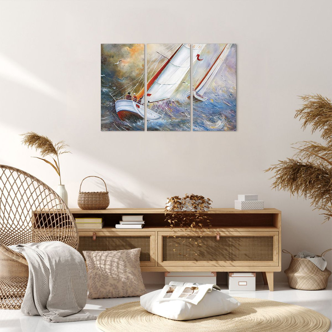 3-tlg. Leinwandbilder-Set Sailboat Image Regatta