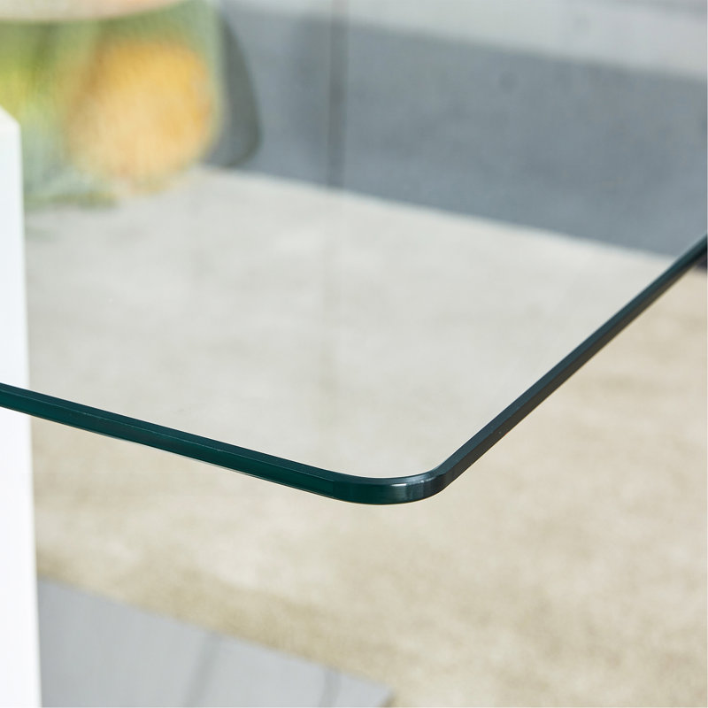 A Rectangular Modern And Fashionable Coffee Table With Tempered Glass Tabletop And MDF Legs. Suitable For Living Room.47.2"*25.5"*18"