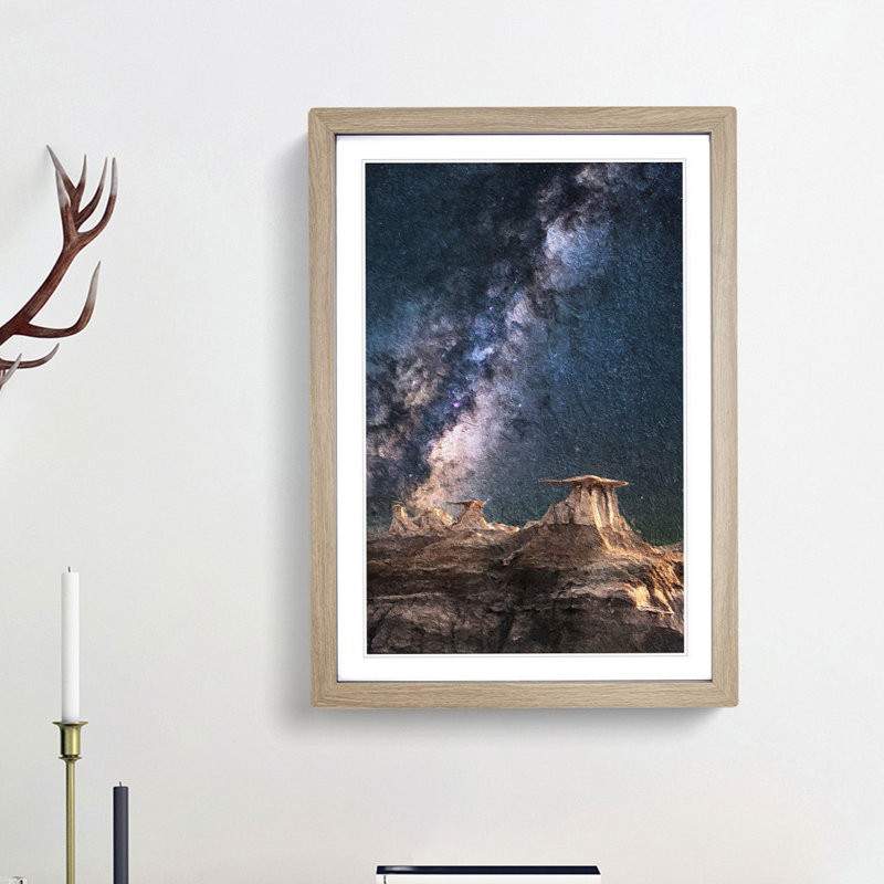Starlight over Desert Rocks - Framed Print, Oak Framed, 36cm H x 27cm W x 2cm D