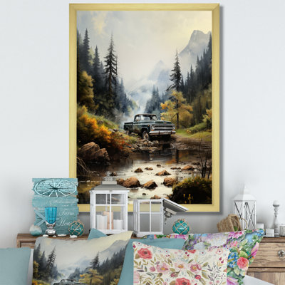 Yaslynn, camionnette verte, Misty Mountains I - impression