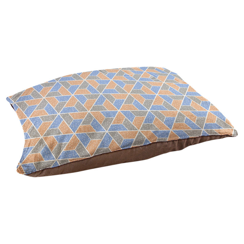 Coussin de créateur trapézoïdals Byrge, L 29,5 po x l 19,5 po, Bleu / Orange / Gris