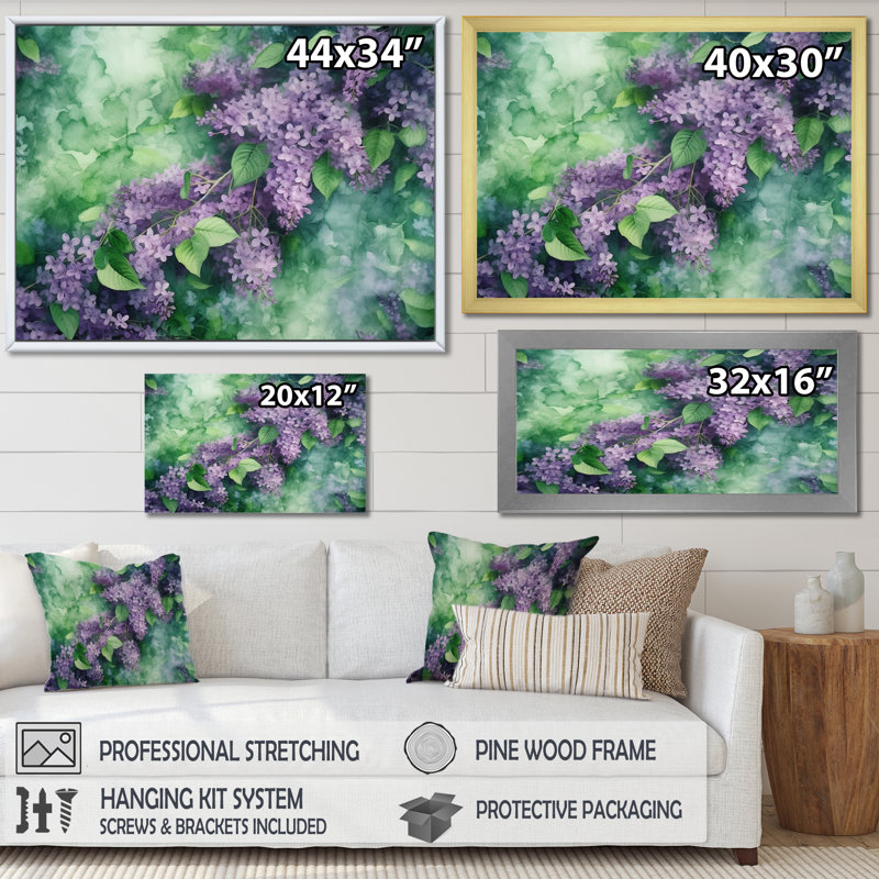 Green Lilac Blooms II, reproduction d'art sur toile, Toile tendue, H 12 po x l 20 po x P 1 po
