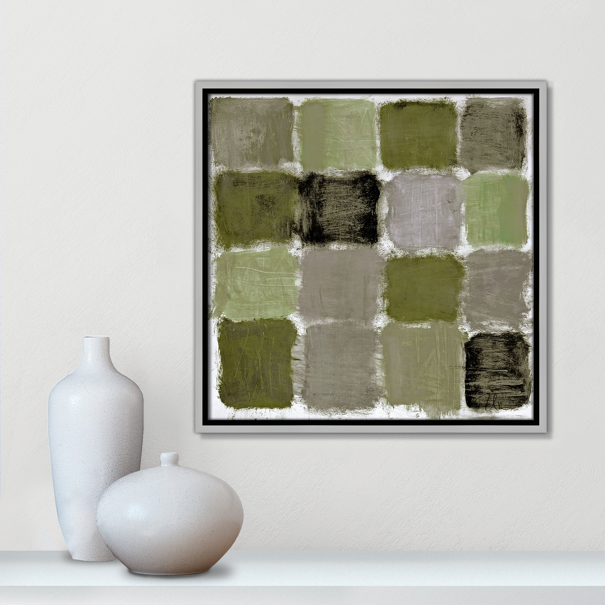 Powder Room Reflections Print by , Silver, 17.5" H x 17.5" W