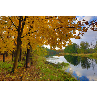 Vecchio Autumn Scene On River - Wrapped Canvas Print